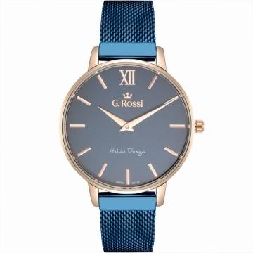 Zegarek damski na niebieskiej bransolecie mesh G.Rossi 12177B-6F3