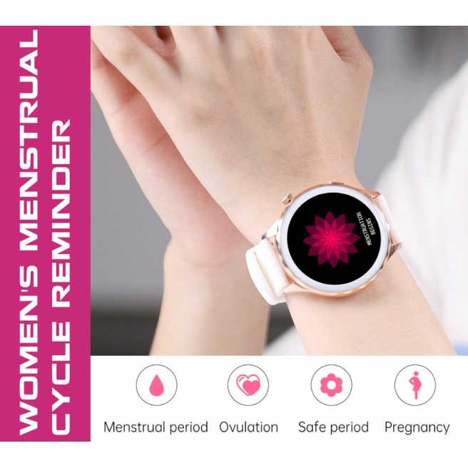 Smartwatch Damski Rubicon RNCF02-1 Srebrno-Srebrny + Czarny Silikonowy Pasek