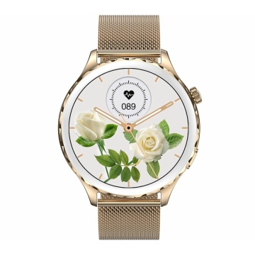 Smartwatch Damski Rubicon RNCF02-2 Złoto-Złoty + Różowy Silikonowy Pasek