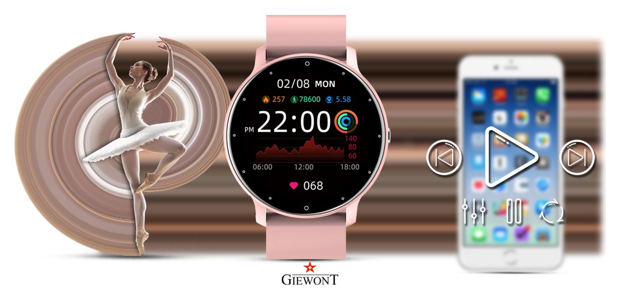 Smartwatch Giewont GW120-1 Różowe Złoto-Różowy Smartwatch Giewont GW120-1 Różowe Złoto-Różowy