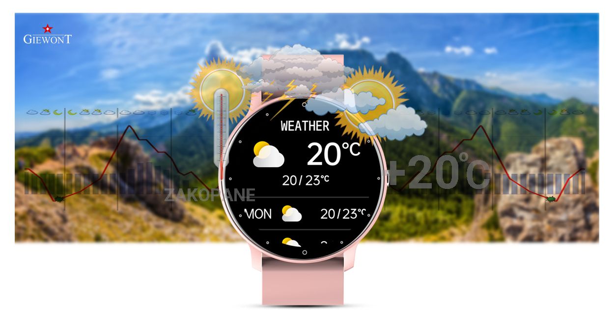 Smartwatch Giewont GW120-1 Różowe Złoto-Różowy Smartwatch Giewont GW120-1 Różowe Złoto-Różowy