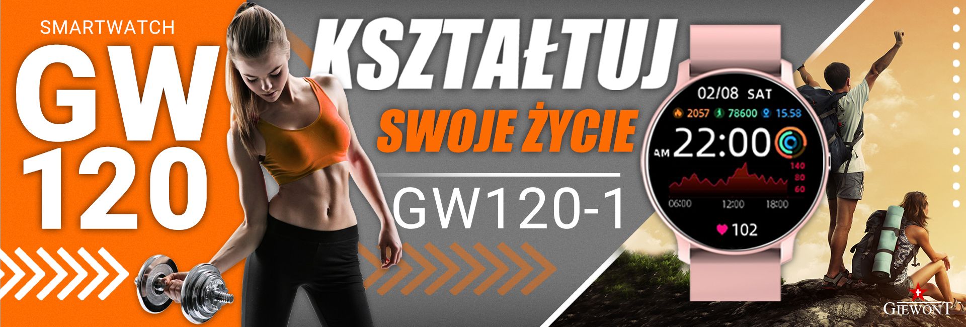 Smartwatch Giewont GW120-1 Różowe Złoto-Różowy Smartwatch Giewont GW120-1 Różowe Złoto-Różowy