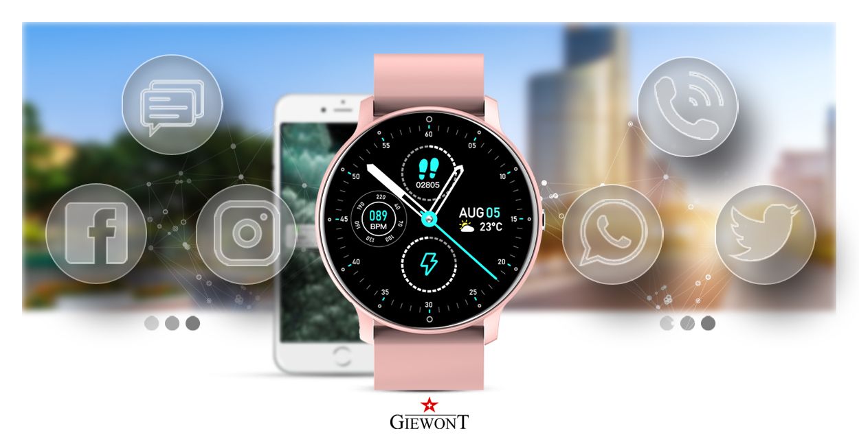 Smartwatch Giewont GW120-1 Różowe Złoto-Różowy Smartwatch Giewont GW120-1 Różowe Złoto-Różowy