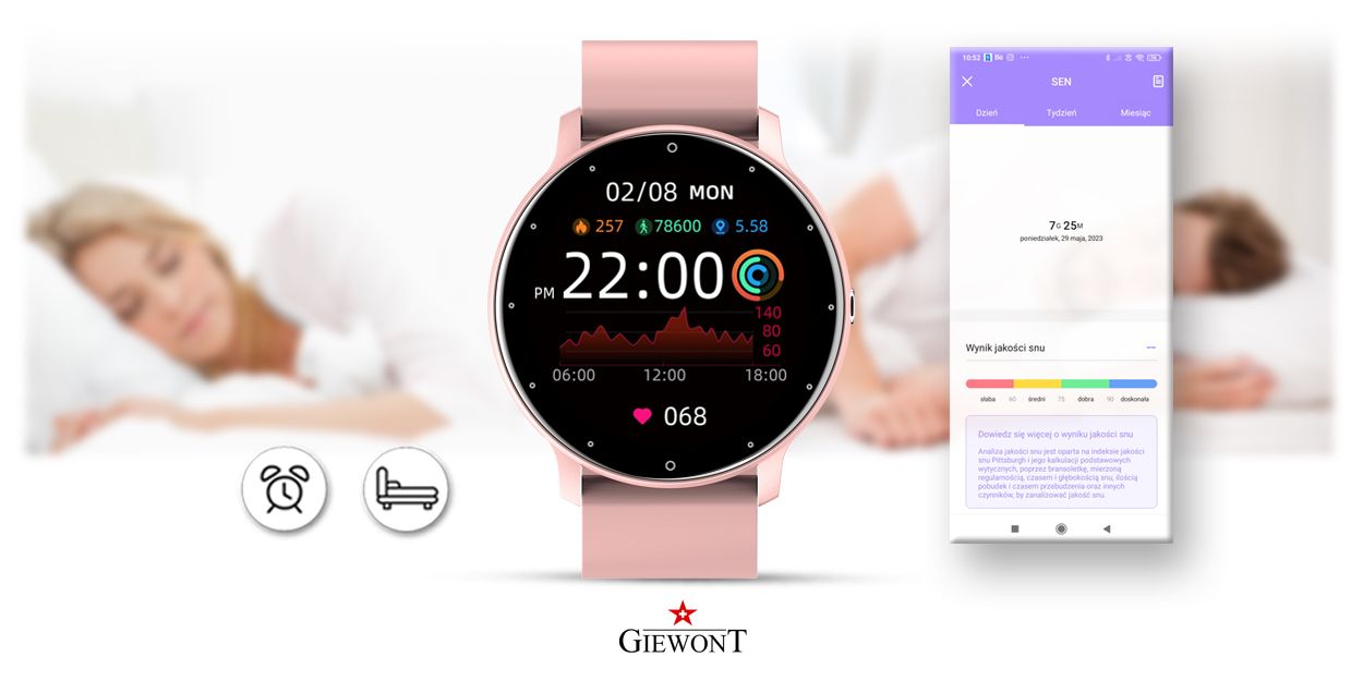 Smartwatch Giewont GW120-1 Różowe Złoto-Różowy Smartwatch Giewont GW120-1 Różowe Złoto-Różowy