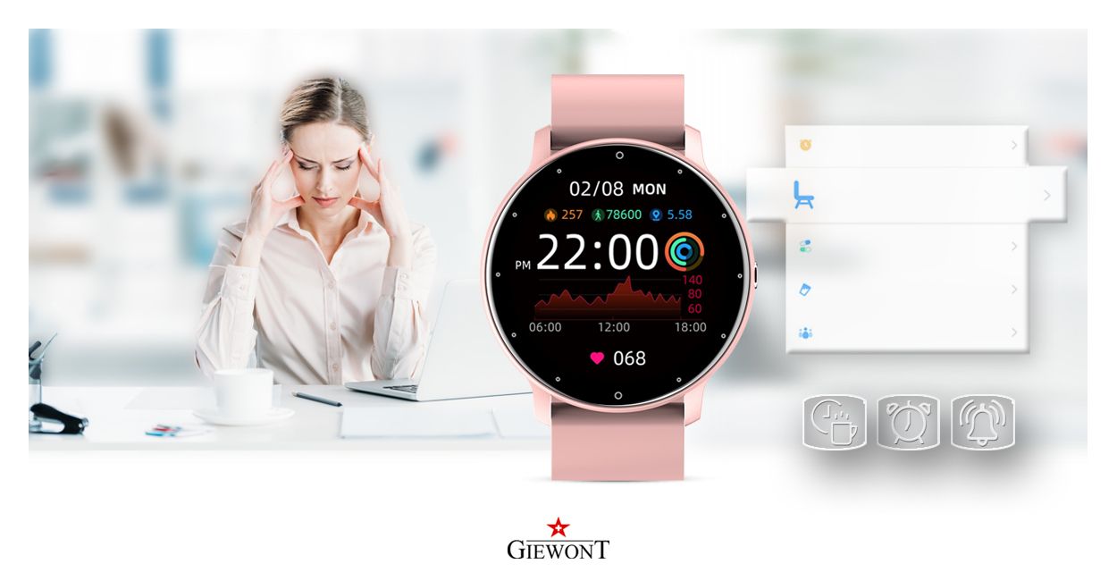 Smartwatch Giewont GW120-1 Różowe Złoto-Różowy Smartwatch Giewont GW120-1 Różowe Złoto-Różowy