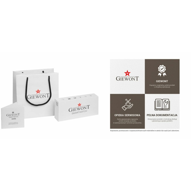Smartwatch Giewont GW450-2 Czarny + Pasek Czarny Skórzany
