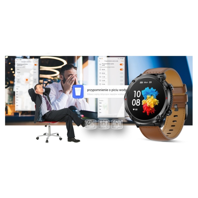 Smartwatch Gravity GT21-4 + Czarny Pasek Silikonowy