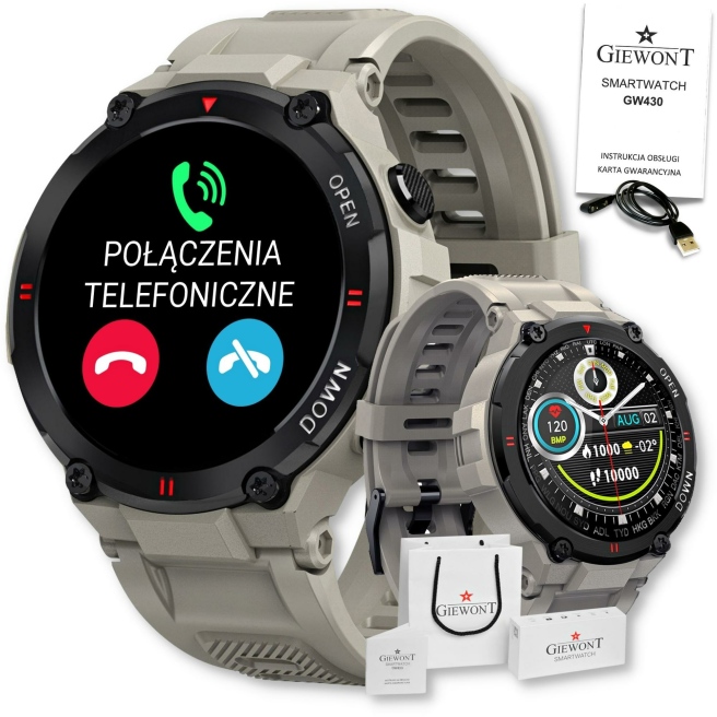 Smartwatch Męski Giewont GW430-2 Szary - Mikrofon i głośnik