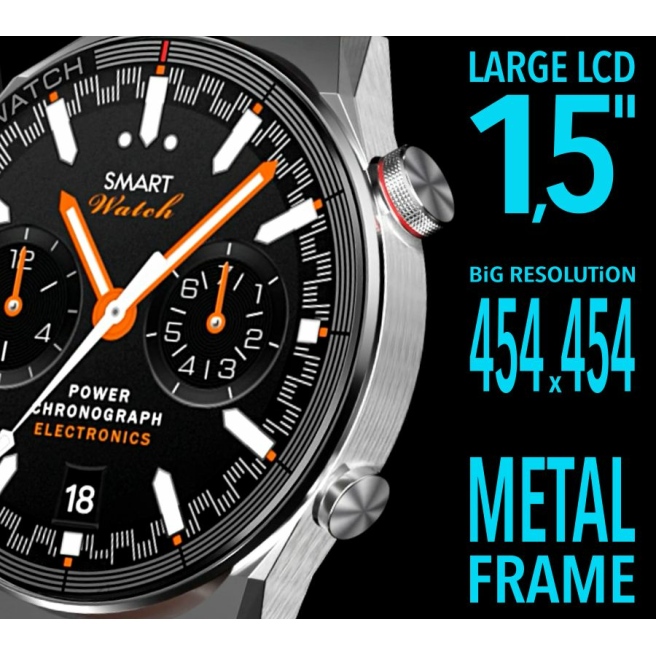 Smartwatch Rubicon RNCE99-2 Czarno-Czarny + Czarny Pasek Silikonowy