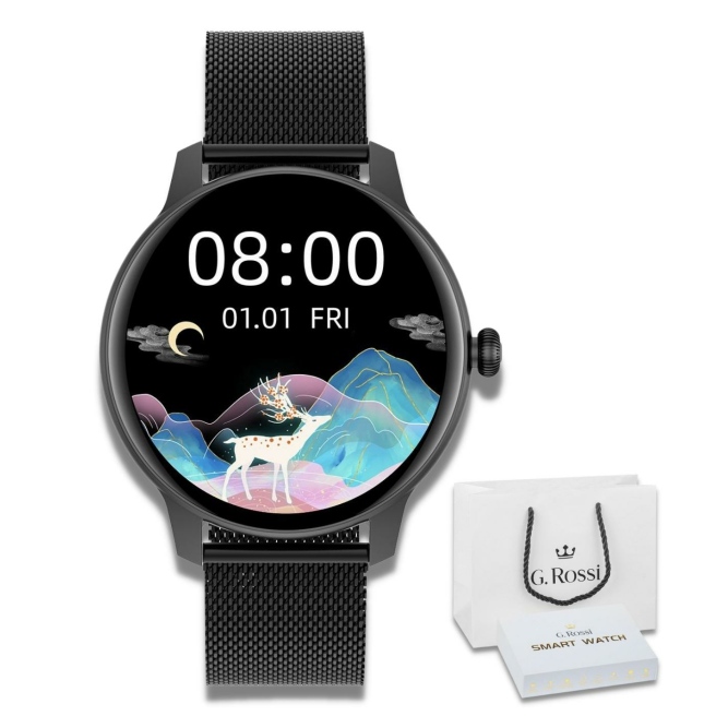 Smartwatch damski G.Rossi SW020-2 Czarna bransoleta mesh