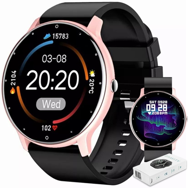 Sportowy Smartwatch Damski Gravity GT1-2 CZARNY