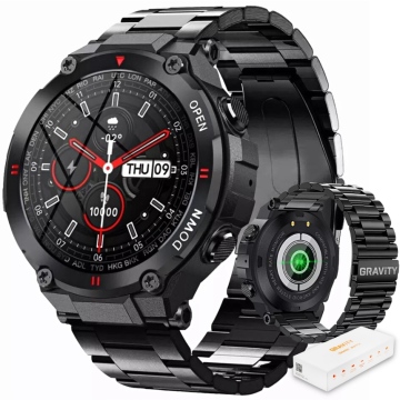 Sportowy Smartwatch Męski Gravity GT7-2 CZARNA Bransoleta