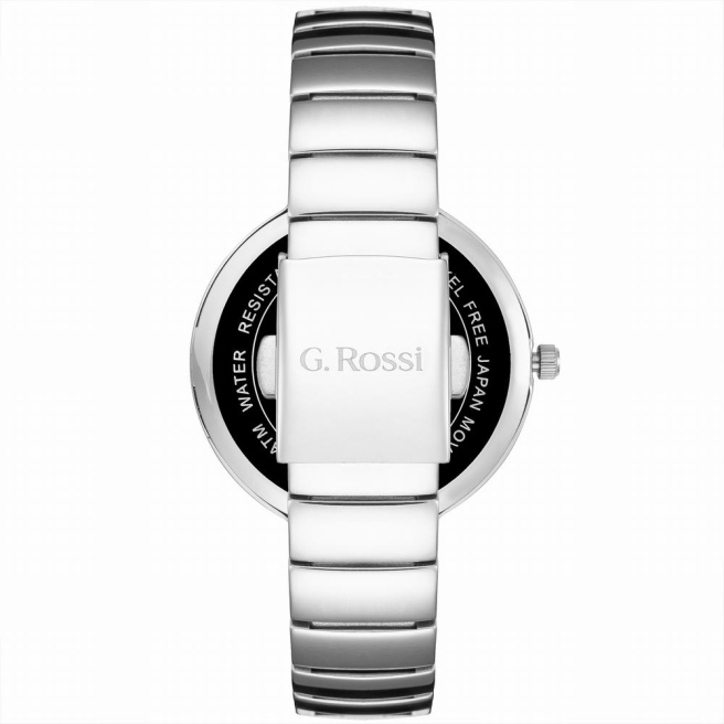 Srebrny zegarek damski G.Rossi na bransolecie. Srebrna koperta, tarcza i indeksy