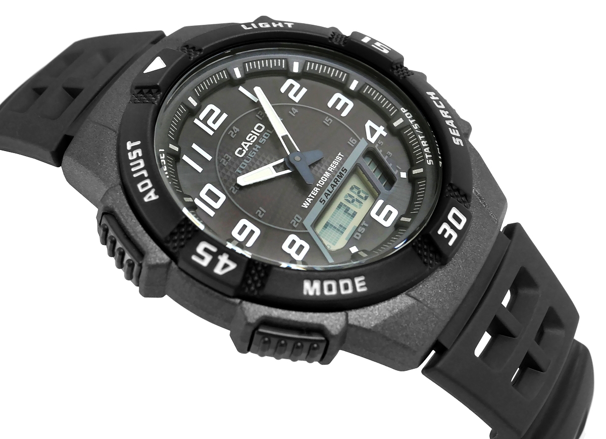 Zegarek męski Casio AQ-S800W-1BVEF na czarnym pasku, czarna tarcza - zdjęcie 2 Zegarek męski Casio AQ-S800W-1BVEF na czarnym pasku, czarna tarcza - zdjęcie 2