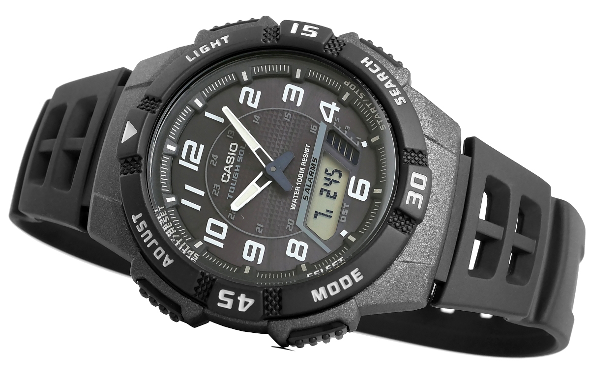 Zegarek męski Casio AQ-S800W-1BVEF na czarnym pasku, czarna tarcza - zdjęcie 3 Zegarek męski Casio AQ-S800W-1BVEF na czarnym pasku, czarna tarcza - zdjęcie 3