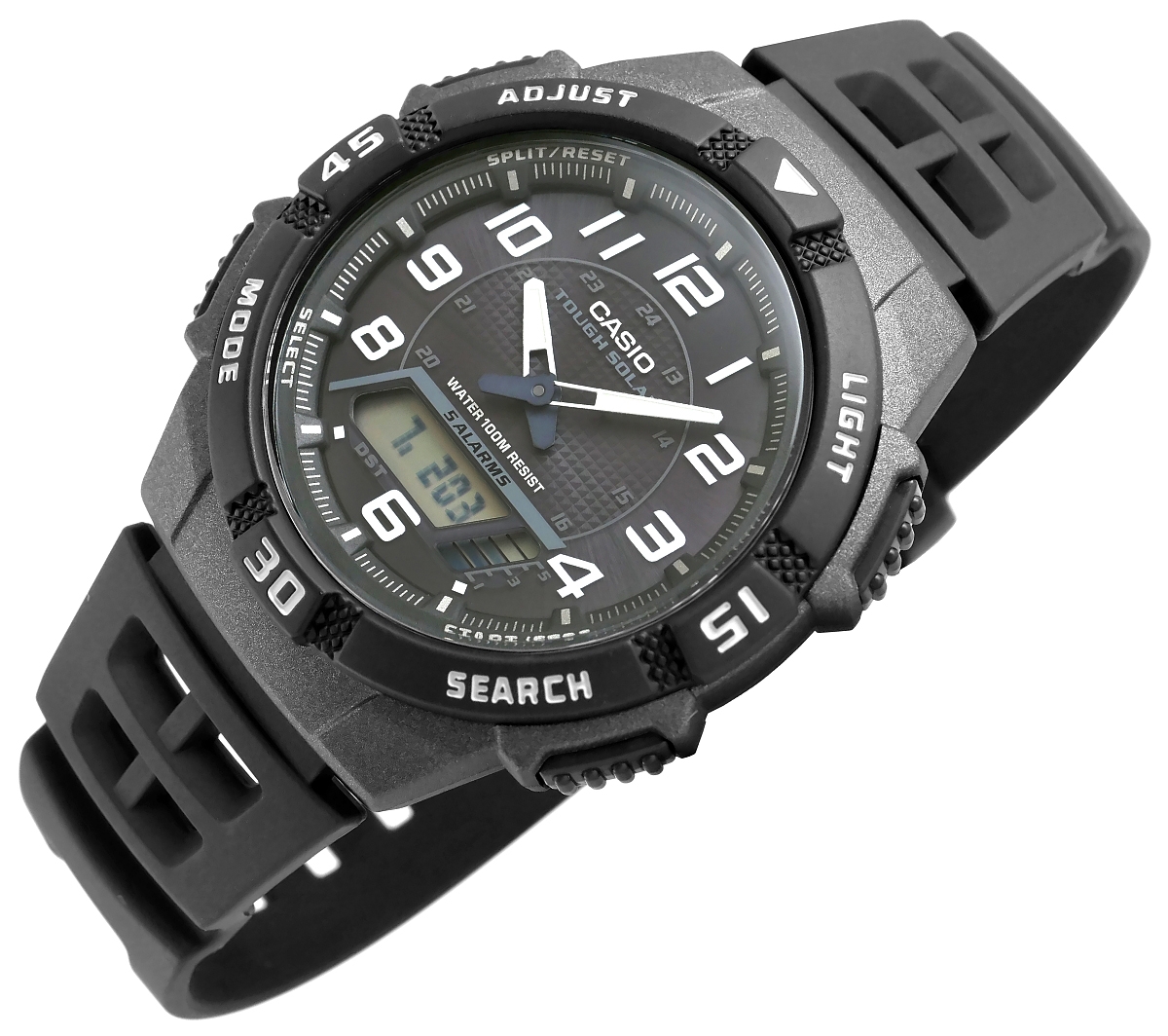 Zegarek męski Casio AQ-S800W-1BVEF na czarnym pasku, czarna tarcza - zdjęcie 4 Zegarek męski Casio AQ-S800W-1BVEF na czarnym pasku, czarna tarcza - zdjęcie 4