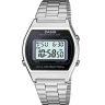 Zegarek uniseks Casio Vintage B640WD-1AVDF na srebrnej bransolecie, czarna tarcza