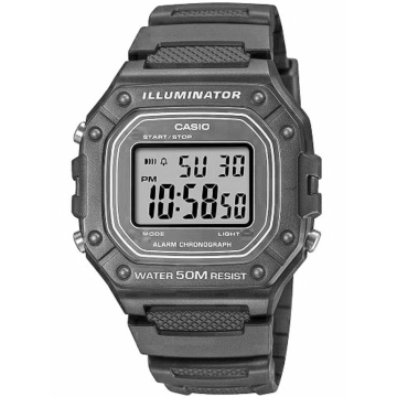 Zegarek unisex Casio W-218H-8AVEF na pasku szarym, szara tarcza, WR50