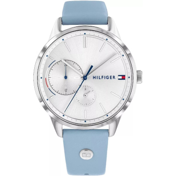 Zegarek damski Tommy Hilfiger BROOKE 1782023 na pasku niebieskim, srebrna tarcza