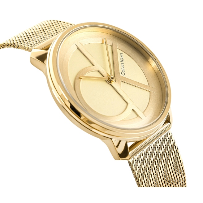 Zegarek damski Calvin Klein Iconic 25200034 na bransolecie mesh złotej ...