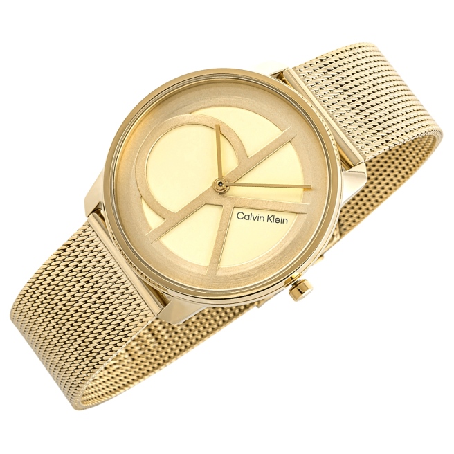 Zegarek damski Calvin Klein Iconic 25200034 na bransolecie mesh złotej ...