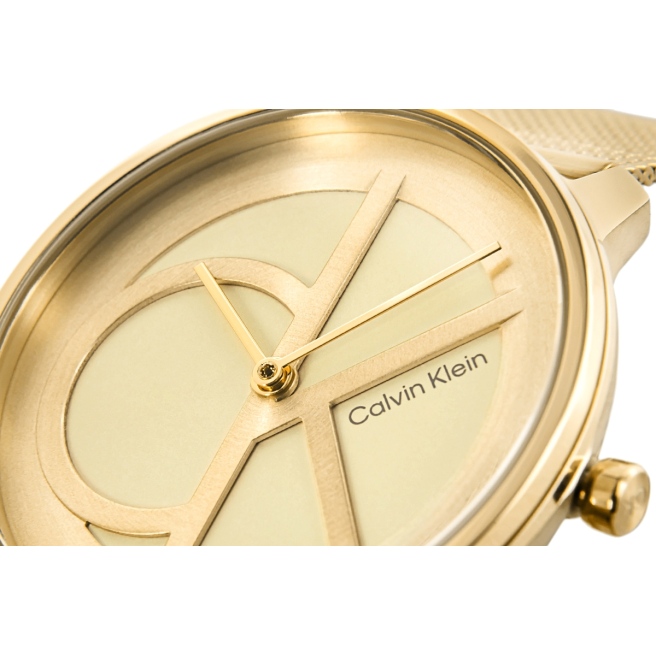 Zegarek damski Calvin Klein Iconic 25200034 na bransolecie mesh złotej ...
