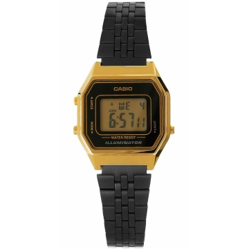 Zegarek damski Czarny CASIO Vintage Retro Collection LA680WEGB-1ADF na bransolecie czarnej, czarna tarcza