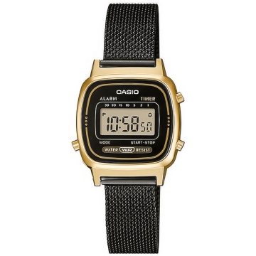 Zegarek damski Casio Vintage LA670WEMB-1DF na bransolecie czarnej, czarna tarcza