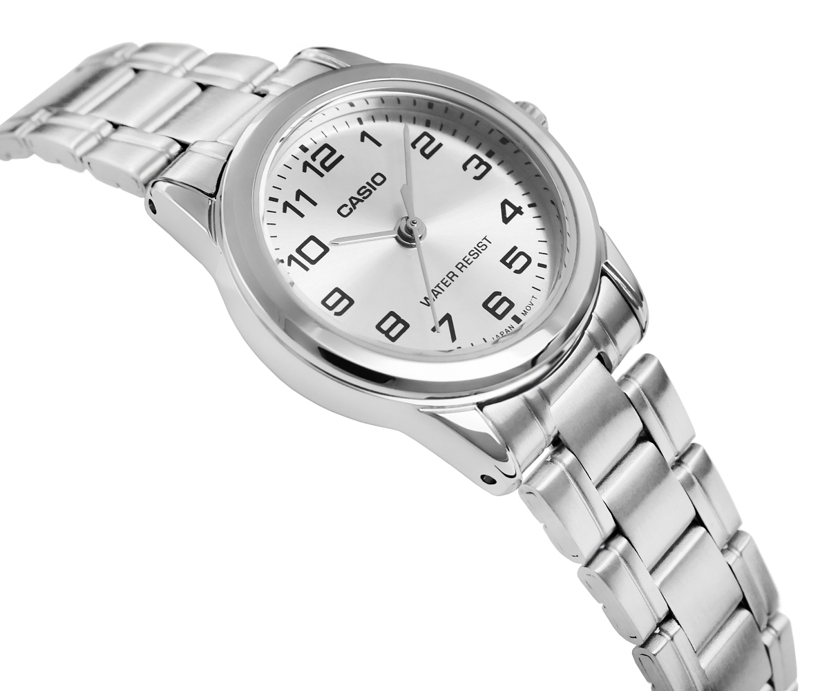 Zegarek damski Casio LTP-V001D-7BUDF na srebrnej bransolecie, srebrna tarcza - zdjęcie 2 Zegarek damski Casio LTP-V001D-7BUDF na srebrnej bransolecie, srebrna tarcza - zdjęcie 2