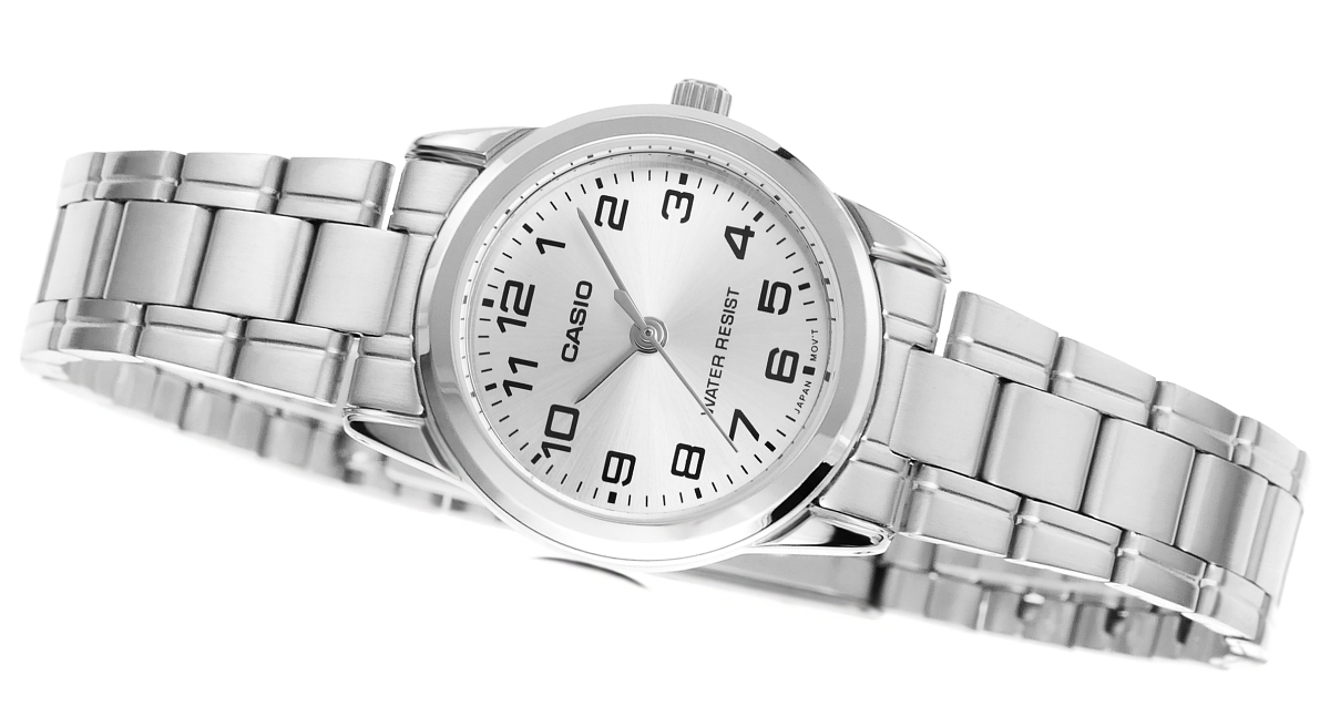 Zegarek damski Casio LTP-V001D-7BUDF na srebrnej bransolecie, srebrna tarcza - zdjęcie 3 Zegarek damski Casio LTP-V001D-7BUDF na srebrnej bransolecie, srebrna tarcza - zdjęcie 3