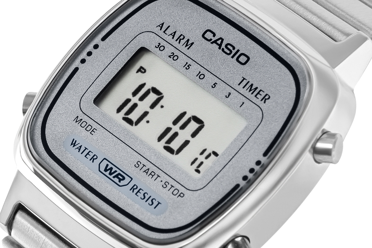 Zegarek damski Casio Vintage LA670WEA-7EF na bransolecie srebrnej, szara tarcza - zdjęcie 4 Zegarek damski Casio Vintage LA670WEA-7EF na bransolecie srebrnej, szara tarcza - zdjęcie 4