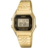 Zegarek damski Casio Vintage LA680WEGA-1ER na złotej bransolecie, czarna tarcza
