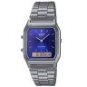Zegarek uniseks Casio Vintage AQ-230GG-2ADF na szarej bransolecie, niebieska tarcza