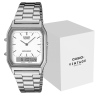 Zegarek uniseks Casio Vintage AQ-230A-7DMQYES na srebrnej bransolecie, biała tarcza Zegarek uniseks Casio Vintage AQ-230A-7DMQYES na srebrnej bransolecie, biała tarcza