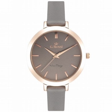 Zegarek damski G.Rossi 11389A-1B3 na pasku szarym, szara tarcza