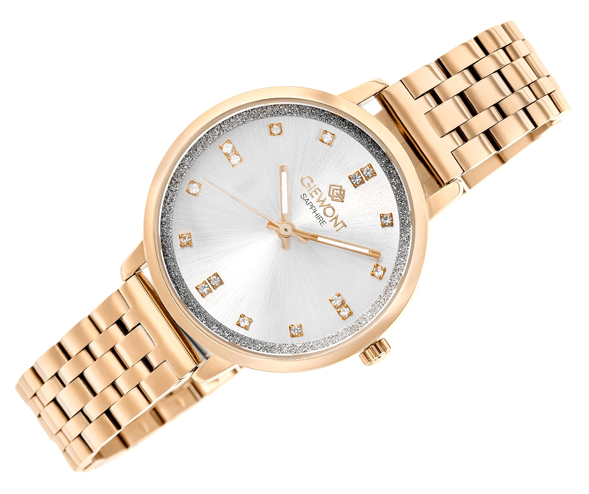 Zegarek damski Giewont Sapphire GW7370-B3 na bransolecie różowozłotej, srebrna tarcza - zdjęcie 3 Zegarek damski Giewont Sapphire GW7370-B3 na bransolecie różowozłotej, srebrna tarcza - zdjęcie 3