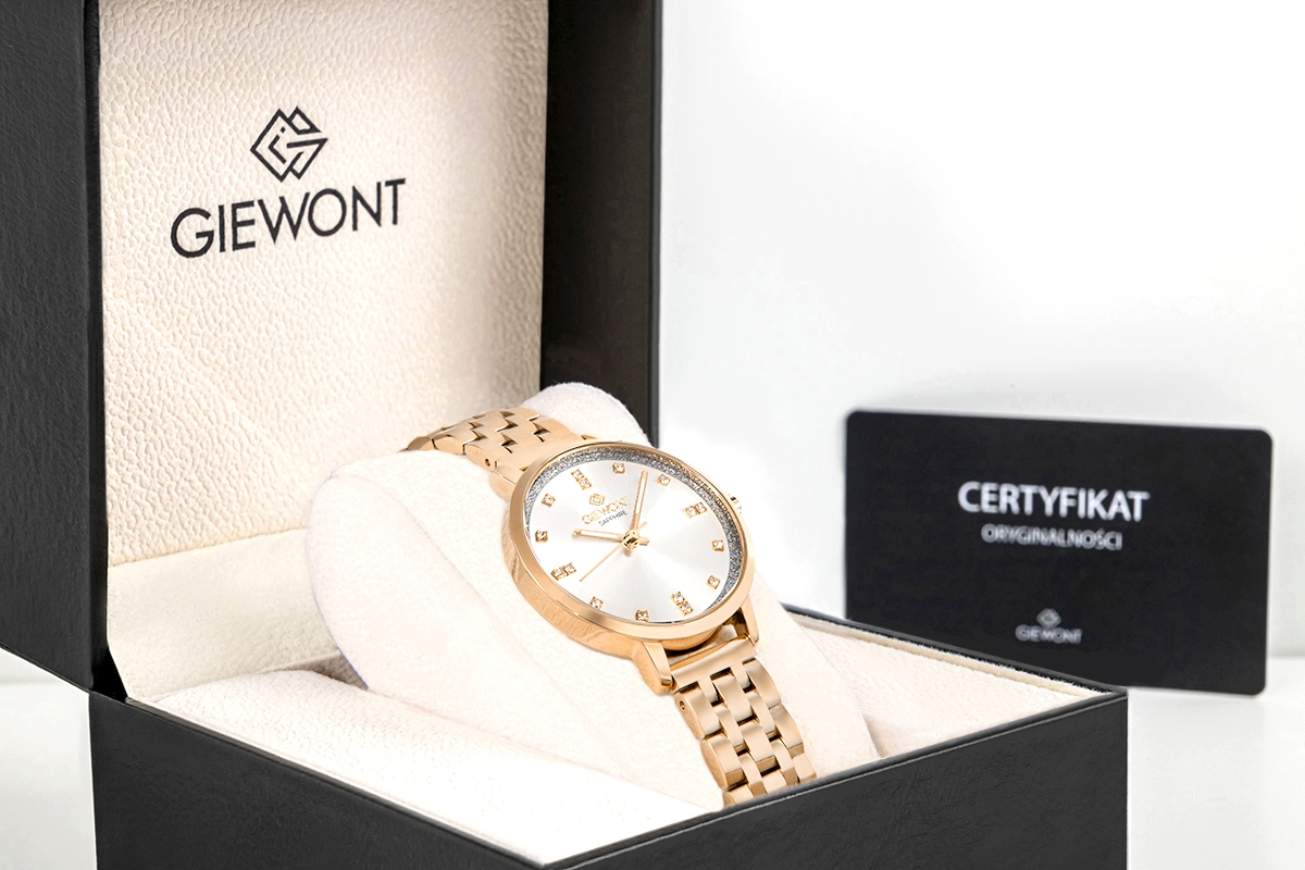 Zegarek damski Giewont Sapphire GW7370-B3 na bransolecie różowozłotej, srebrna tarcza - zdjęcie 9 Zegarek damski Giewont Sapphire GW7370-B3 na bransolecie różowozłotej, srebrna tarcza - zdjęcie 9