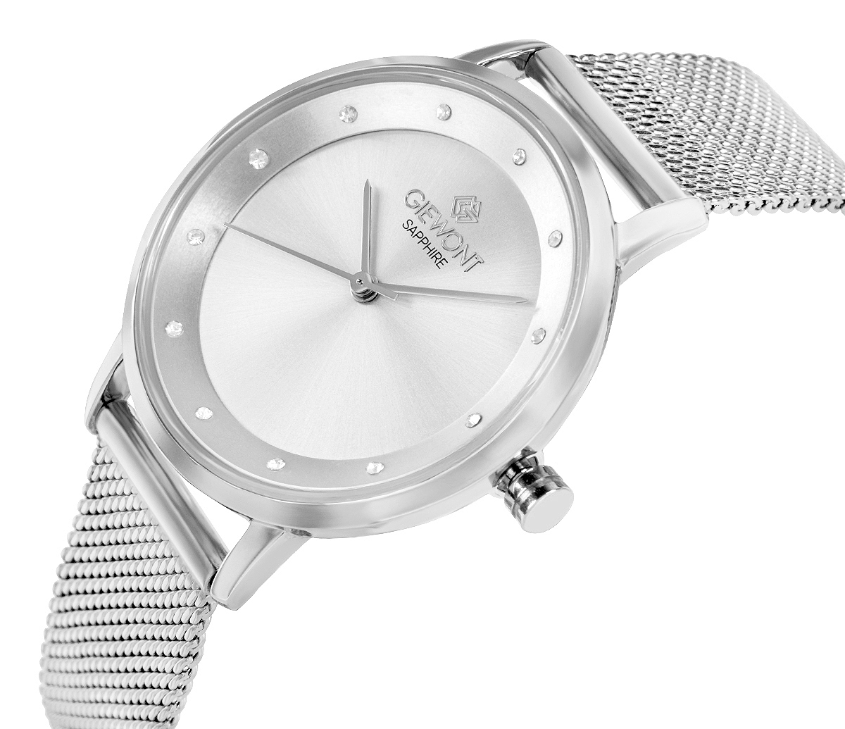 Zegarek damski Giewont Sapphire GW4130-B1 na bransolecie srebrnej, srebrna tarcza - zdjęcie 2 Zegarek damski Giewont Sapphire GW4130-B1 na bransolecie srebrnej, srebrna tarcza - zdjęcie 2