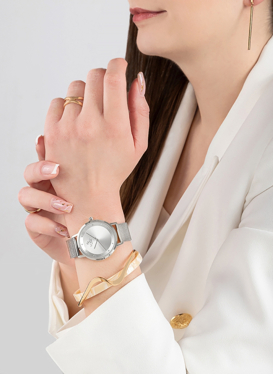 Zegarek damski Giewont Sapphire GW4130-B1 na bransolecie srebrnej, srebrna tarcza - zdjęcie 5 Zegarek damski Giewont Sapphire GW4130-B1 na bransolecie srebrnej, srebrna tarcza - zdjęcie 5