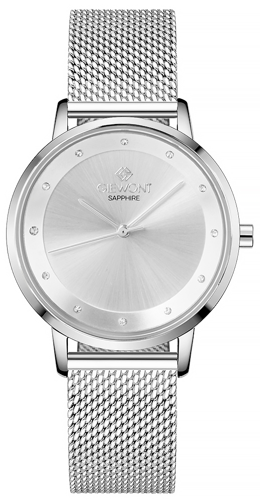 Zegarek damski Giewont Sapphire GW4130-B1 na bransolecie srebrnej, srebrna tarcza Zegarek damski Giewont Sapphire GW4130-B1 na bransolecie srebrnej, srebrna tarcza
