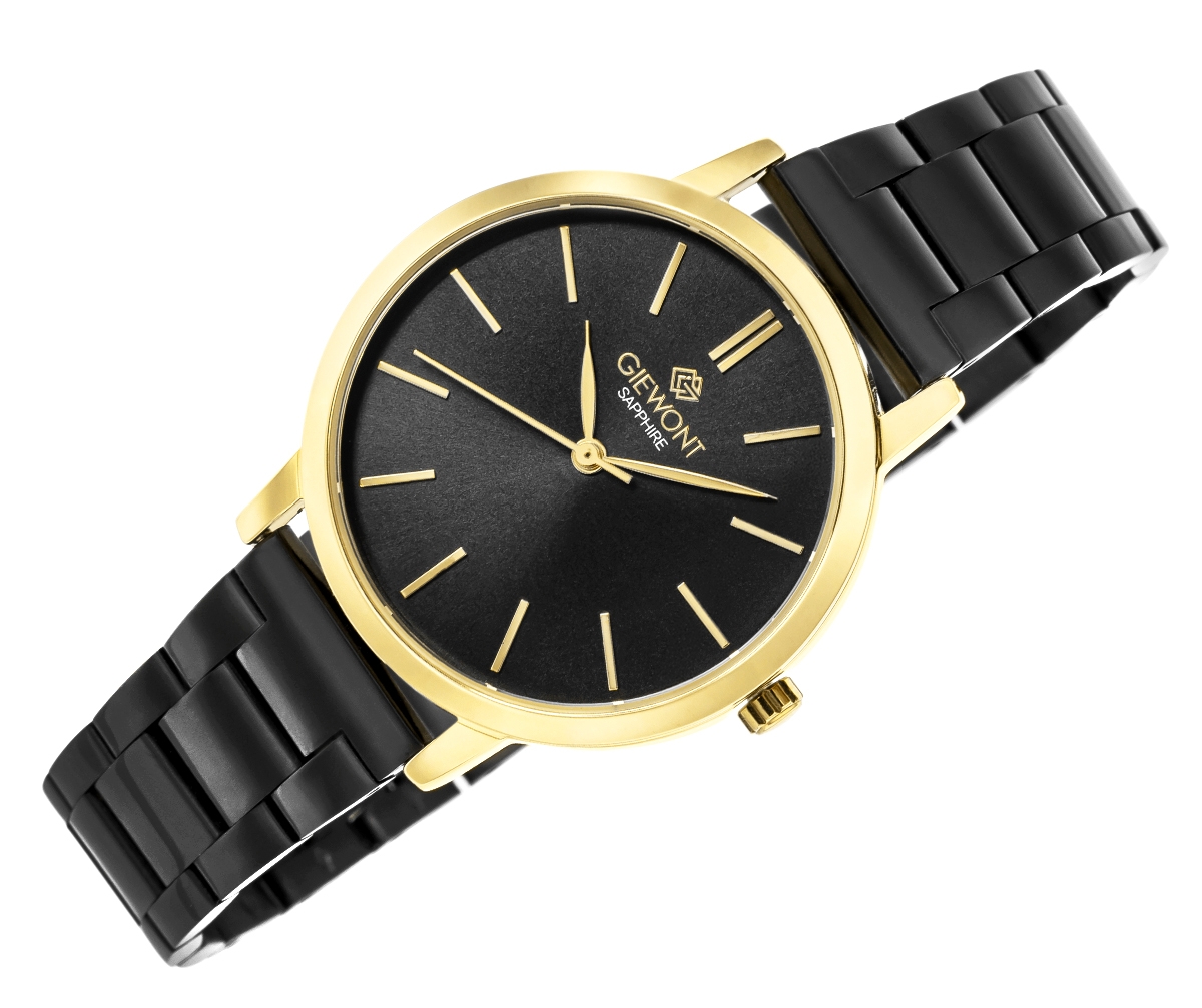 Zegarek damski Giewont Sapphire GW2360-B4 na bransolecie czarnej, czarna tarcza - zdjęcie 3 Zegarek damski Giewont Sapphire GW2360-B4 na bransolecie czarnej, czarna tarcza - zdjęcie 3