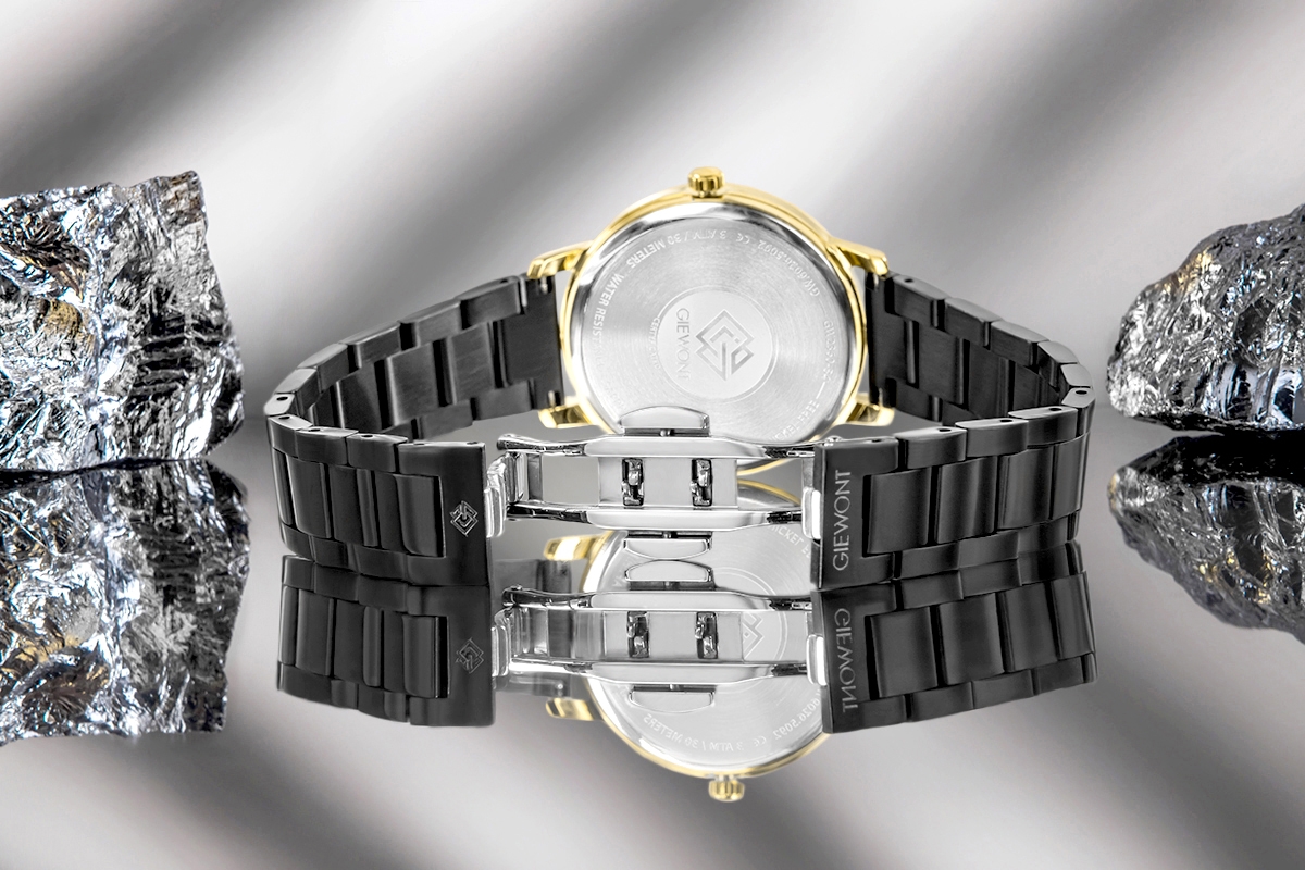 Zegarek damski Giewont Sapphire GW2360-B4 na bransolecie czarnej, czarna tarcza - zdjęcie 8 Zegarek damski Giewont Sapphire GW2360-B4 na bransolecie czarnej, czarna tarcza - zdjęcie 8