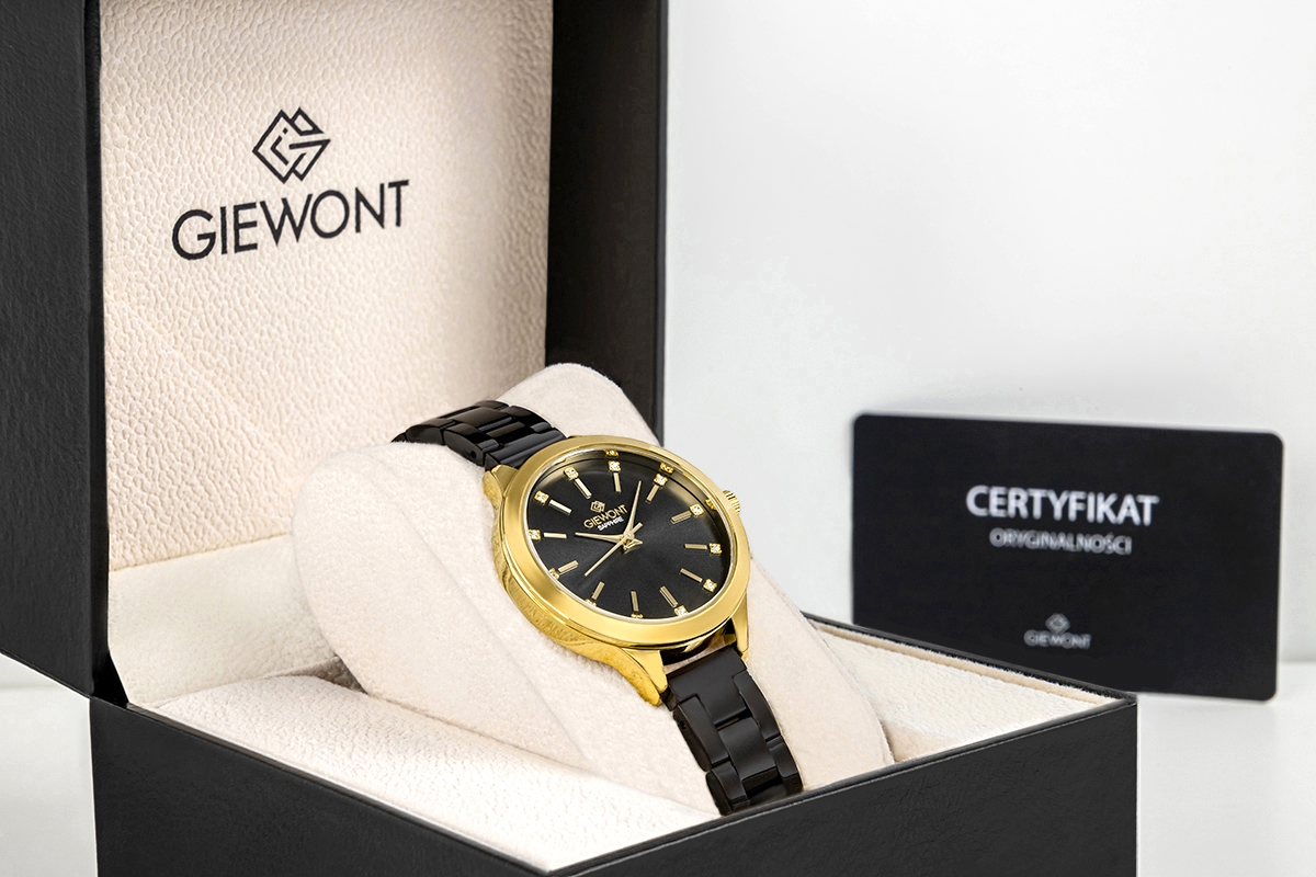 Zegarek damski Giewont Sapphire GW2720-B4 na bransolecie czarnej, czarna tarcza - zdjęcie 9 Zegarek damski Giewont Sapphire GW2720-B4 na bransolecie czarnej, czarna tarcza - zdjęcie 9