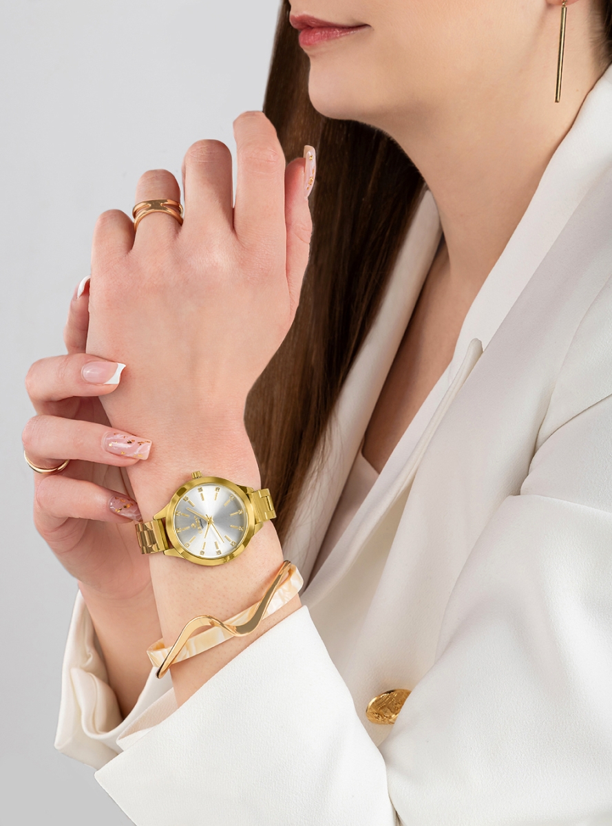 Zegarek damski Giewont Sapphire GW2720-B2 na bransolecie złotej, srebrna tarcza - zdjęcie 5 Zegarek damski Giewont Sapphire GW2720-B2 na bransolecie złotej, srebrna tarcza - zdjęcie 5