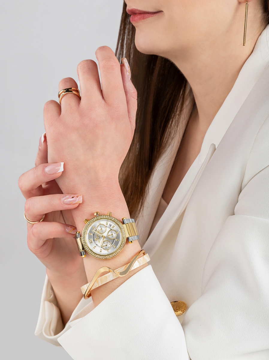 Zegarek damski Giewont Sapphire GW3380-B4 na bransolecie srebrno-złotej, srebrna tarcza - zdjęcie 5 Zegarek damski Giewont Sapphire GW3380-B4 na bransolecie srebrno-złotej, srebrna tarcza - zdjęcie 5