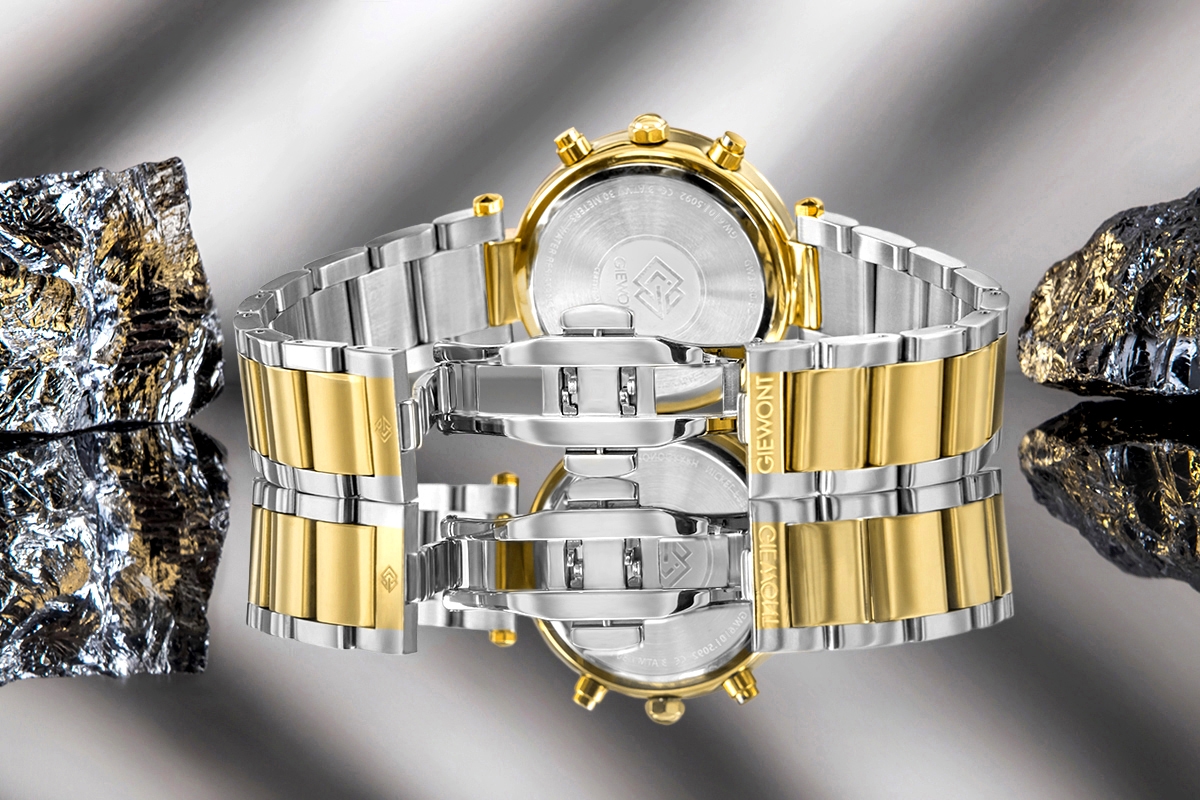 Zegarek damski Giewont Sapphire GW3380-B4 na bransolecie srebrno-złotej, srebrna tarcza - zdjęcie 8 Zegarek damski Giewont Sapphire GW3380-B4 na bransolecie srebrno-złotej, srebrna tarcza - zdjęcie 8