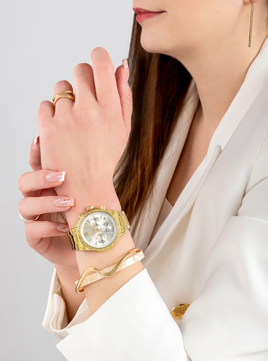 Zegarek damski Giewont Sapphire GW3670-B2 na bransolecie złotej, srebrna tarcza - zdjęcie 5 Zegarek damski Giewont Sapphire GW3670-B2 na bransolecie złotej, srebrna tarcza - zdjęcie 5