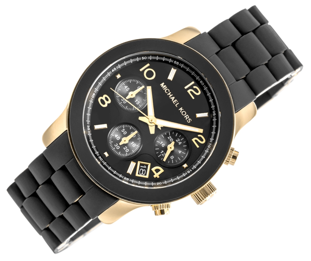 Zegarek damski Michael Kors Runway MK7385 na bransolecie czarnej, czarna tarcza, WR100 - zdjęcie 2 Zegarek damski Michael Kors Runway MK7385 na bransolecie czarnej, czarna tarcza, WR100 - zdjęcie 2