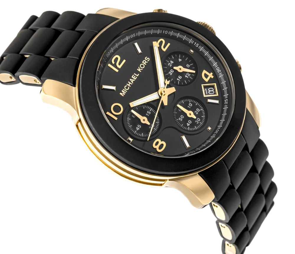 Zegarek damski Michael Kors Runway MK7385 na bransolecie czarnej, czarna tarcza, WR100 - zdjęcie 3 Zegarek damski Michael Kors Runway MK7385 na bransolecie czarnej, czarna tarcza, WR100 - zdjęcie 3