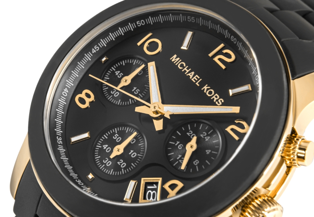 Zegarek damski Michael Kors Runway MK7385 na bransolecie czarnej, czarna tarcza, WR100 - zdjęcie 4 Zegarek damski Michael Kors Runway MK7385 na bransolecie czarnej, czarna tarcza, WR100 - zdjęcie 4